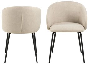 Set di sedie da pranzo color crema in imbottito 2 pz Eleanor – Actona