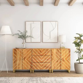 Mobiletti 3pz Marrone E Nero 60x33,5x75 Cm Legno Massello Mango /