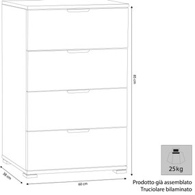 ALE - cassettiera 4 cassetti