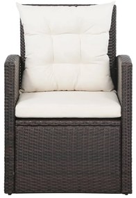 Set divani da giardino 5 pz con cuscini in polyrattan marrone