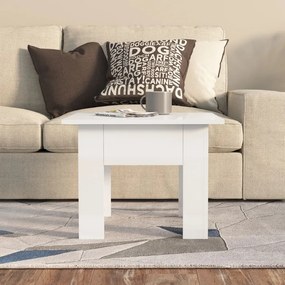 Tavolino da salotto bianco lucido 57x57x30 cm in truciolato