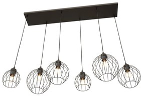 Sospensione Minimal Industrial Nando 6 Luci Lineari Nera