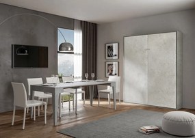 Letto matrimoniale a scomparsa 160 verticale Kentaro con colonna e pensili, Cashmere / Classic