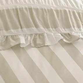 Set copripiumino e federa beige per letto matrimoniale 3 pezzi 200x200 cm Seersucker Frill Stripe – Catherine Lansfield