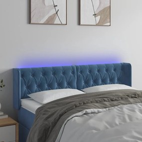 Testiera A Led Blu Scuro 147x16x78/88 Cm İn Velluto /