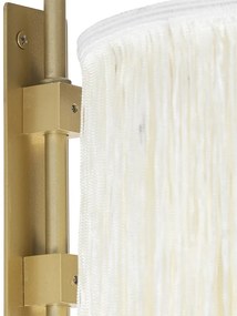 Lampada da parete orientale oro con paralume color crema e frange - Franxa