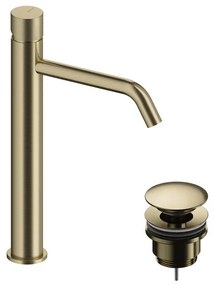 Rubinetto per lavabo a canna alta Loop K oro spazzolato in ottone SANYCCES