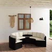 Set Divani da Giardino 7 pz con Cuscini in Polyrattan Nero cod mxl 37085