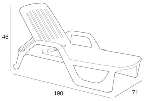 ZANZIBAR - lettino da giardino in plastica con ruote