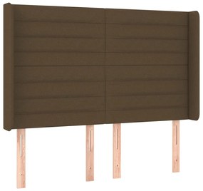 Letto a Molle Materasso e LED MarroneScuro 140x190cm in Tessuto