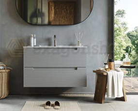 Mobile bagno clear grey 100x45 Mango due cassetti maniglia incassata con lavabo in ceramica lucida