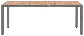 Tavolo giardino grigio 190x90x75cm polyrattan massello d&#039;acacia