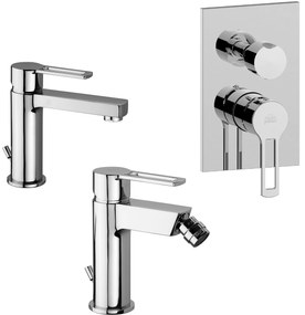 Paffoni ringo set miscelatori lavabo bidet con scarico automatico e doccia incasso 2 uscite cromo