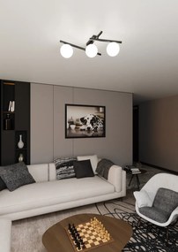 Lampadario da Soffitto in Acciaio e Vetro SMART 3 Nero 3xE14