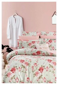 Biancheria da letto verde/rosa in cotone renforcé per letto matrimoniale/per letto esteso con lenzuolo incluso/4 pezzi 200x220 cm – Mila Home