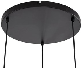 Lampada a sospensione Japandi nera e oro con paralume beige a 3 luci - Pluni