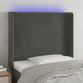 Testiera A Led Grigio Scuro 93x16x118/128 Cm İn Velluto /