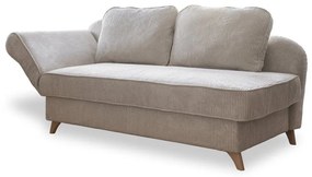 Chaise longue beige (con penisola a sinistra) con rivestimento in velluto a coste Chic Charlotte – Miuform