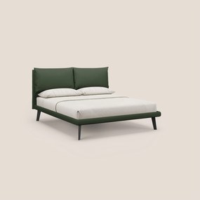 Astrid letto imbottito con piedi in legno in microfibra smacchiabile T11 verde