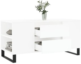 Tavolino da salotto bianco 102x44,5x50 cm in legno multistrato