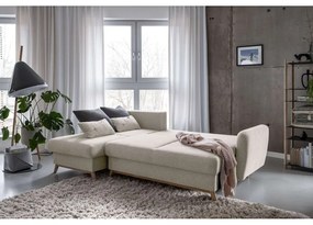 Divano letto angolare beige, angolo sinistro Scandic Lagom - Miuform