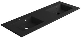 Lavabo a incasso rettangolare doppia vasca Neo L 136 x H 11.2 x P 48.5 cm in composito minerale di resina gelificata nero opaco