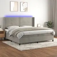 Letto a Molle Materasso e LED Grigio Chiaro 200x200 cm Velluto cod mxl 54557