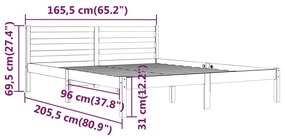 Giroletto in Legno Massello di Pino 160x200 cm Bianco