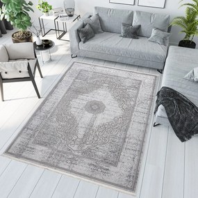 Esclusivo tappeto grigio con motivo orientale bianco Larghezza: 120 cm | Lunghezza: 170 cm