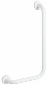 Corrimano angolare di sicurezza 35x65 cm con montante a destra in acciaio bianco