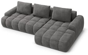 Divano angolare grigio allungabile/con contenitore (con penisola a destra/con chaise lounge) con rivestimento in velluto Linz – Cosmopolitan Design