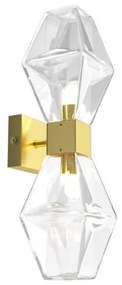 Applique Contemporanea Coctail Time Metallo Oro 2 Luci Diffusori Trasparente