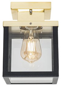 Lampada da soffitto da esterno industriale nera con oro - Rotterdam