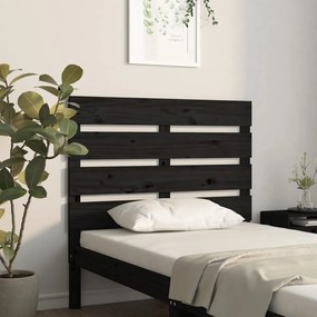 Testiera Per Letto Nera 75x3x80 Cm İn Legno Massello Di Pino /