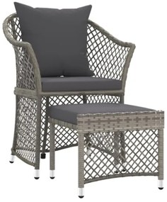 Set di Divani da Giardino 2 pz con Cuscini in Polyrattan Grigio