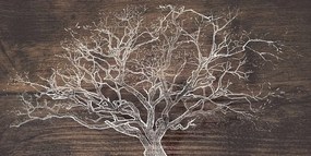 Quadro su tela – Albero su sfondo di legno