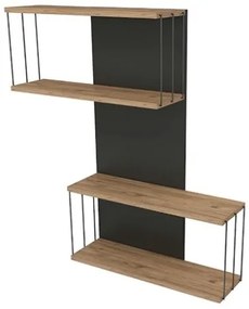 Mensola In Stile Industrial 65x19x96 Antracite E Legno Ellie