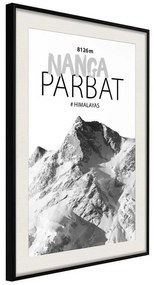 Poster  Peaks of the World: Nanga Parbat  Cornice Quadri Cornice nera con pass-partout, Larghezza x Altezza Home decor 20x30