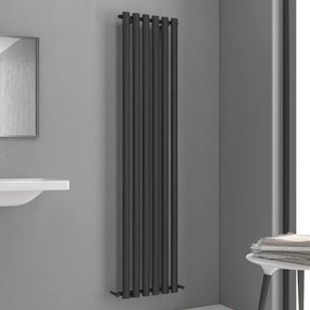 Radiatore bagno 1800x420 mm colore nero opaco 6 elementi verticali KAM-369N - KAMALU