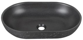 Lavabo da appoggio Sandstone ovale in cemento L 53 x H 13 x P 35 cm nero piletta non inclusa