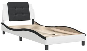 Giroletto con testiera bianco e nero 80x200 cm in similpelle