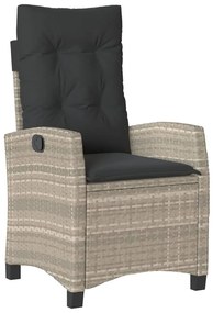 Set pranzo da giardino 5pz con cuscini grigio chiaro polyrattan