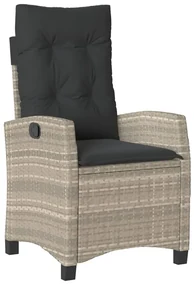Set pranzo da giardino 5pz con cuscini grigio chiaro polyrattan