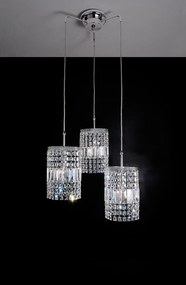 3-light suspension lamp Chrome, crystal - 1017/S3 - Contemporary - Arredo Luce Cromo