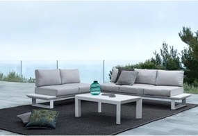 Salotto Angolare Da Esterno In Alluminio Con Cuscini E Tavolino Konnor Bianco Bizzotto