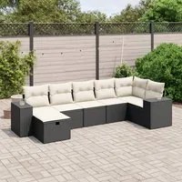 Set Divani da Giardino con Cuscini 7pz Nero Polyrattan 3264452