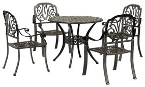 Set Da Pranzo Da Giardino 5 Pz Bronzo İn Alluminio Pressofuso /