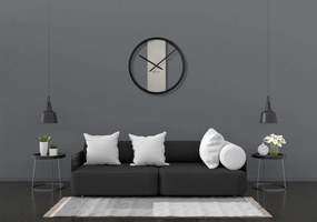 Orologio da parete in legno e metallo bianco e nero