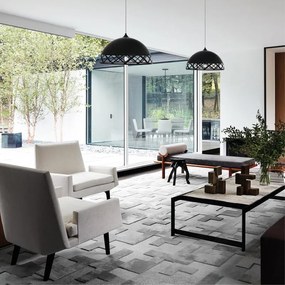 Lampadario Design Window nero paralume nero E27 Ø40cm LUMICOM