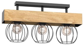 Lampadario a plafone MENTON 3xE27/15W/230V nero/marrone/quercia